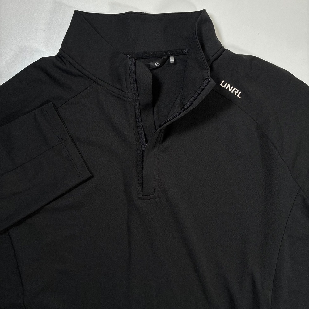 UNRL Elite Quarter Zip Pullover XL Black Athletic Fit Performance Stretch Golf
